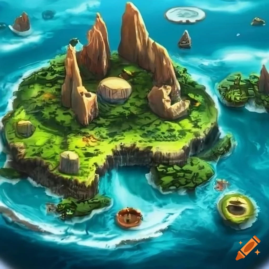 Artistic island resembling spirit island board game on Craiyon