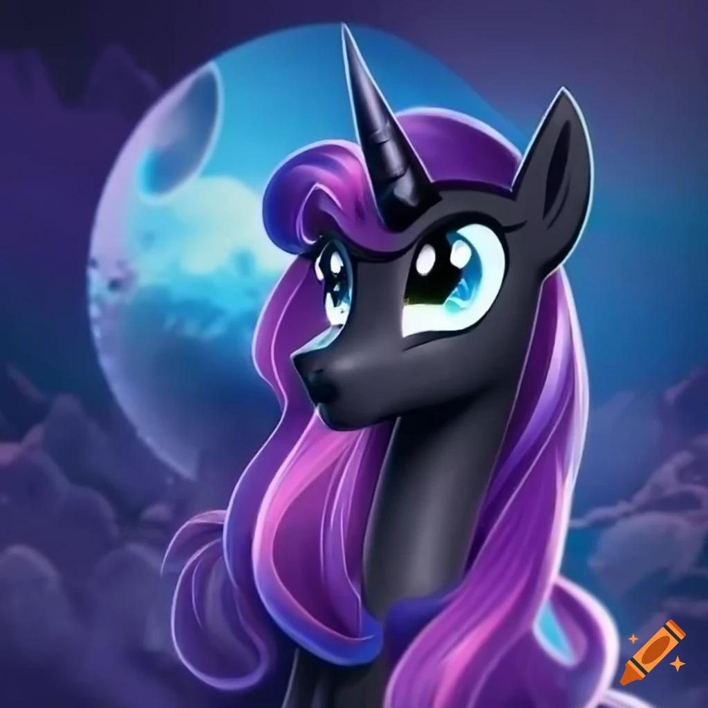 detailed depiction of a My Little Pony character in dark colors