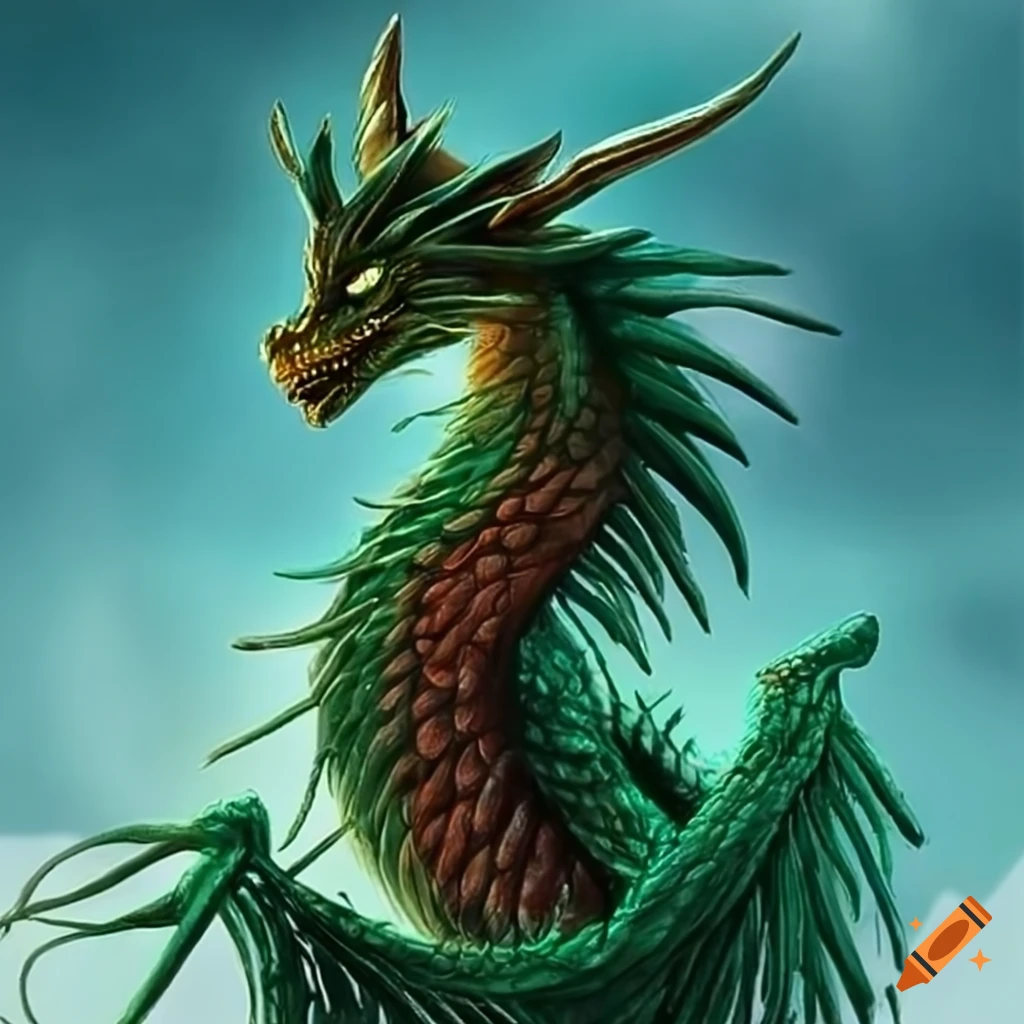 Digital art of a pine needle dragon on Craiyon