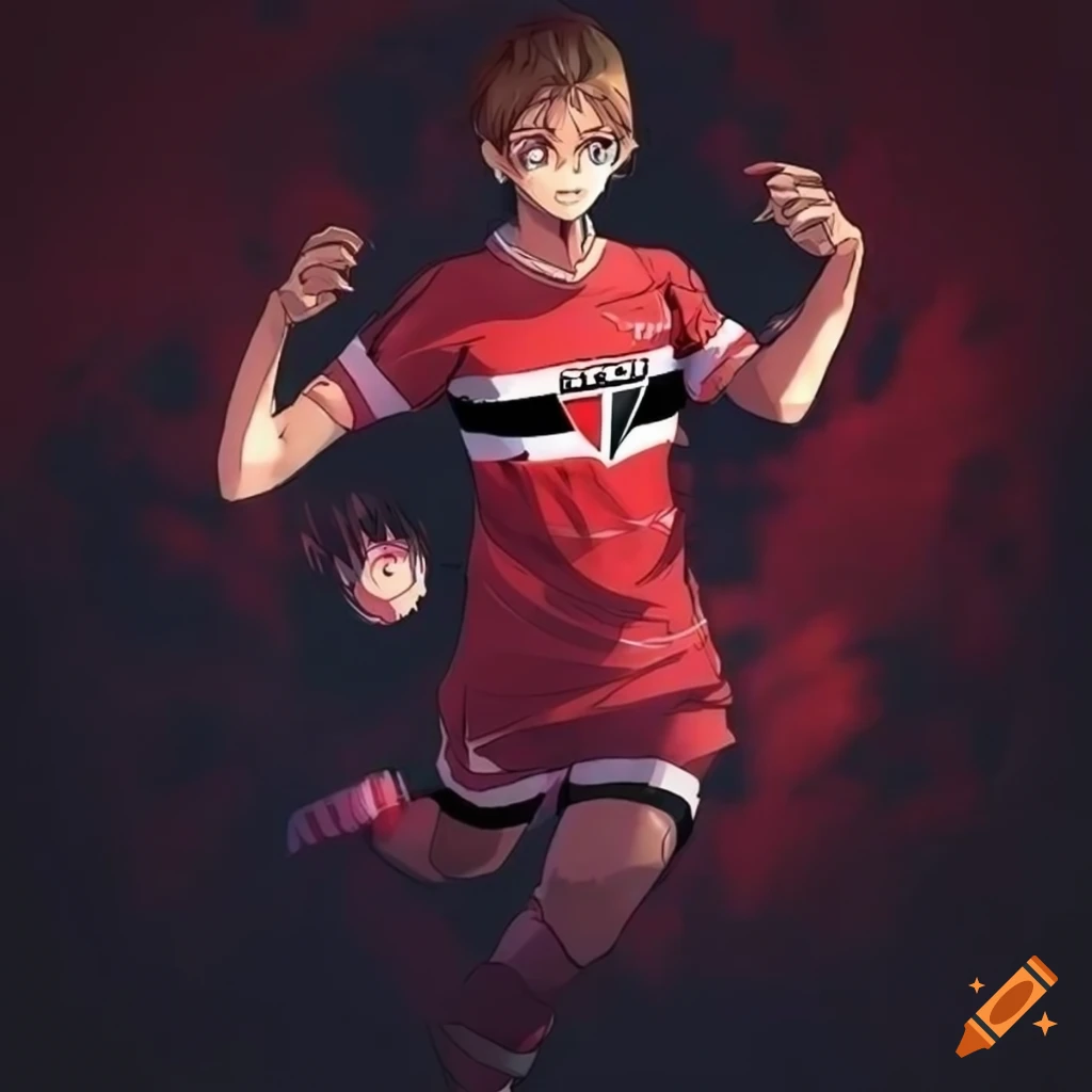 Anime character wearing a são paulo futebol clube shirt