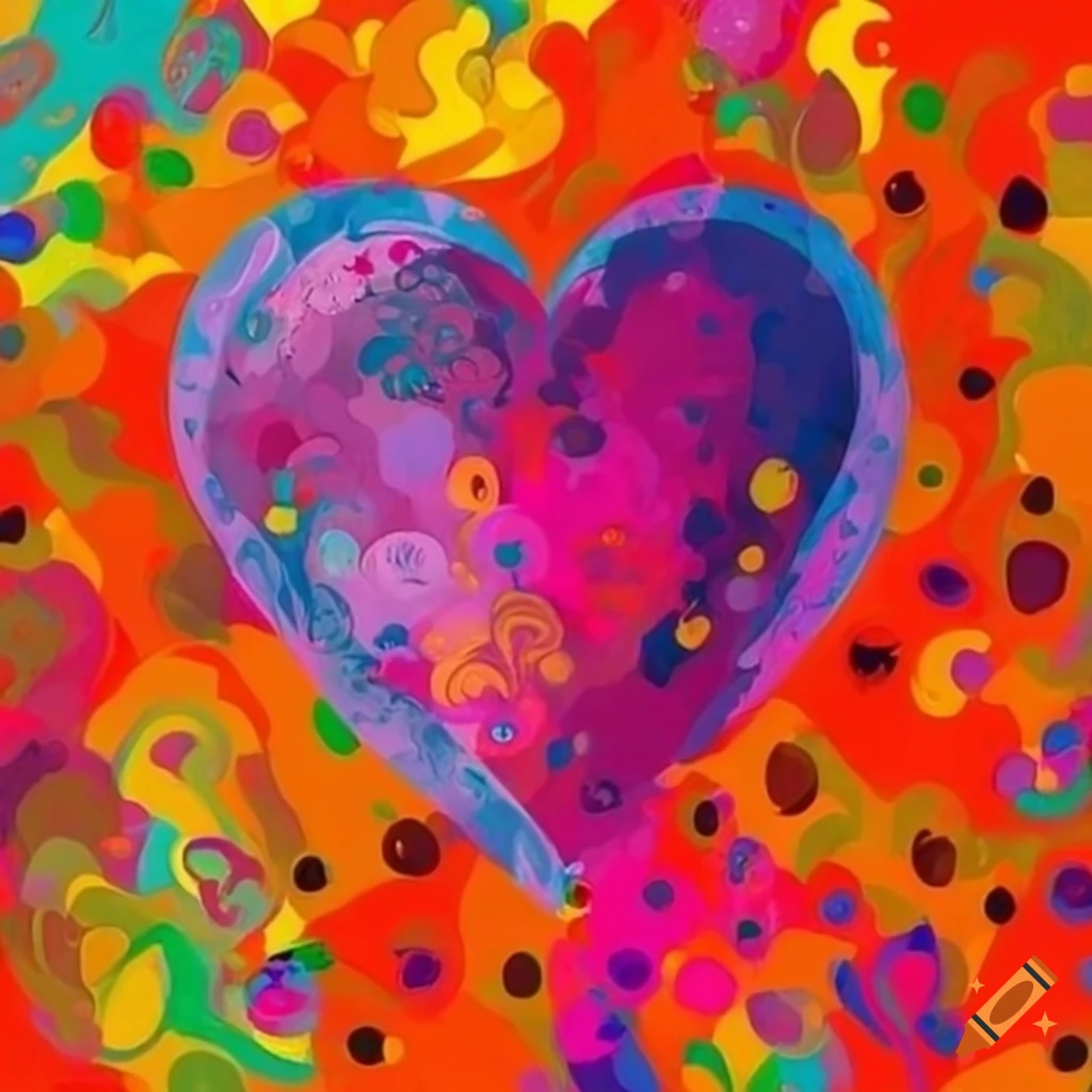 vibrant and intricate Hindi-style heart painting