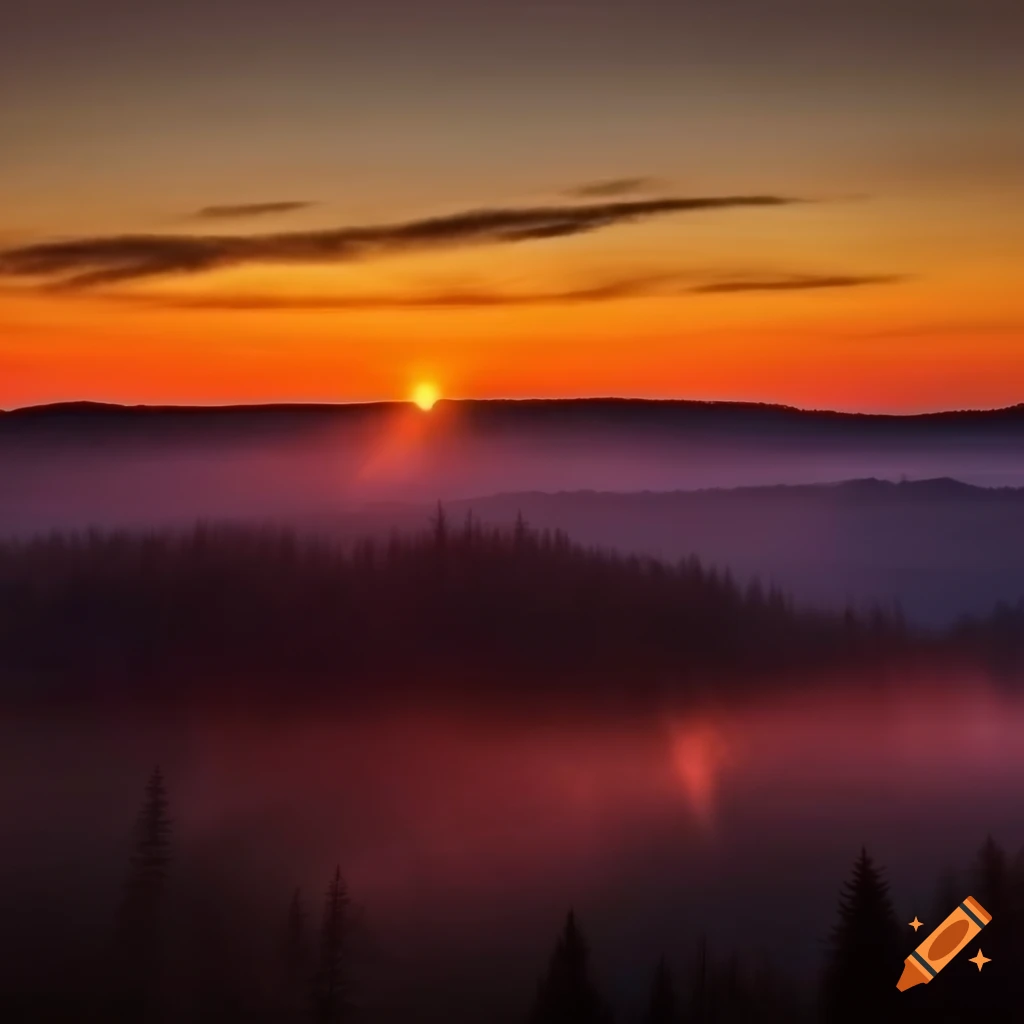 Spectacular sunrise in the black forest, germany