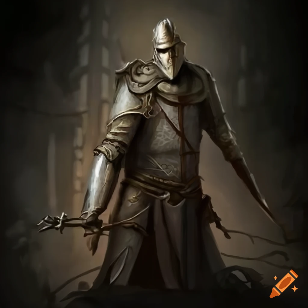 illustration of a Crusader attacking an elven city