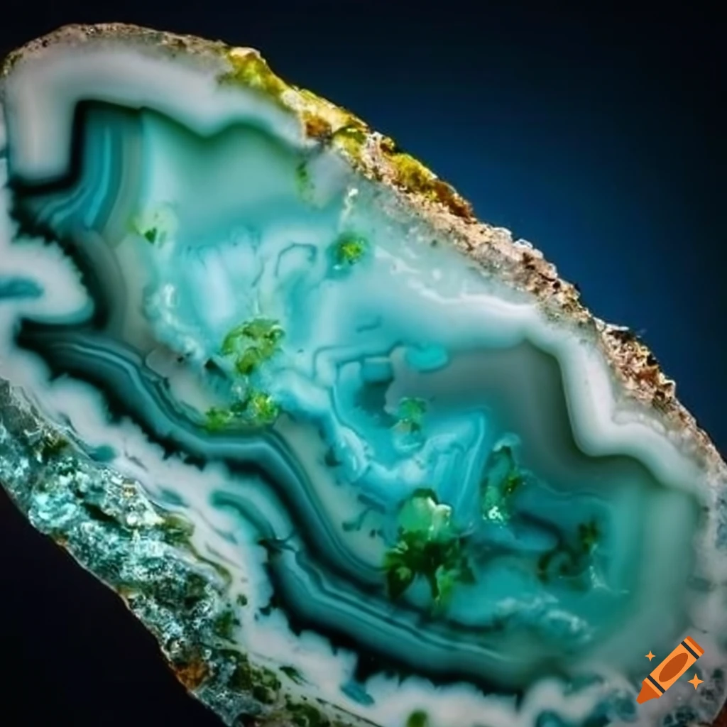 Close-up of a moss agate gemstone on Craiyon