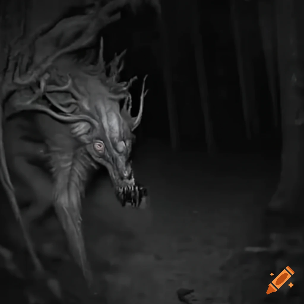 eerie image of a mysterious creature in the darkness