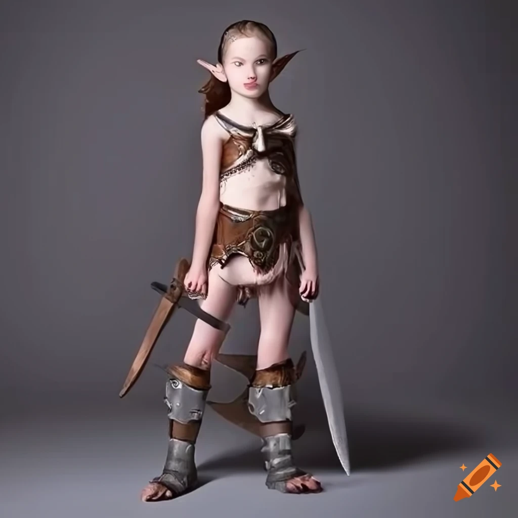young elf girl in gladiator attire
