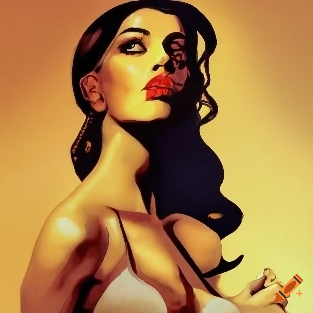 neo-pop artwork of beautiful women in lino print style