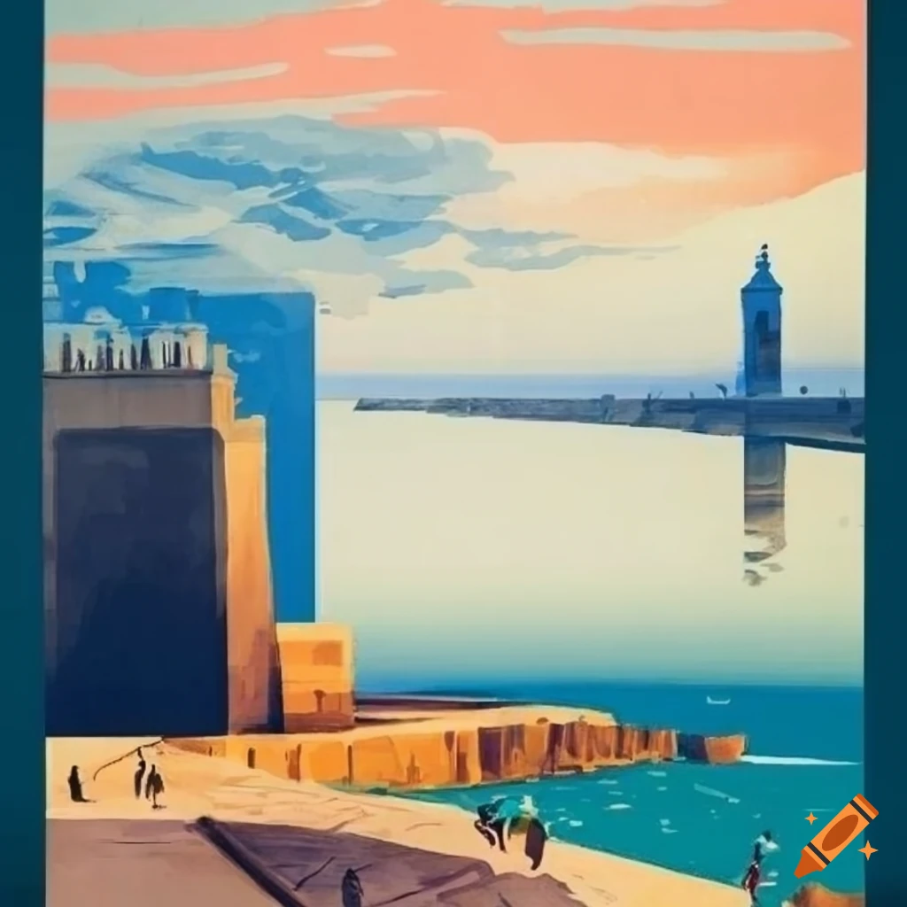 vintage travel poster of Rabat