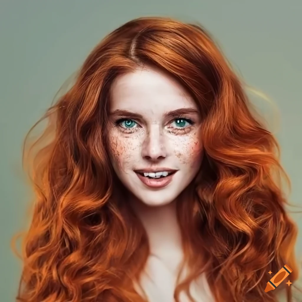 Portrait Of A Beautiful Woman With Freckles And Red Hair 7926