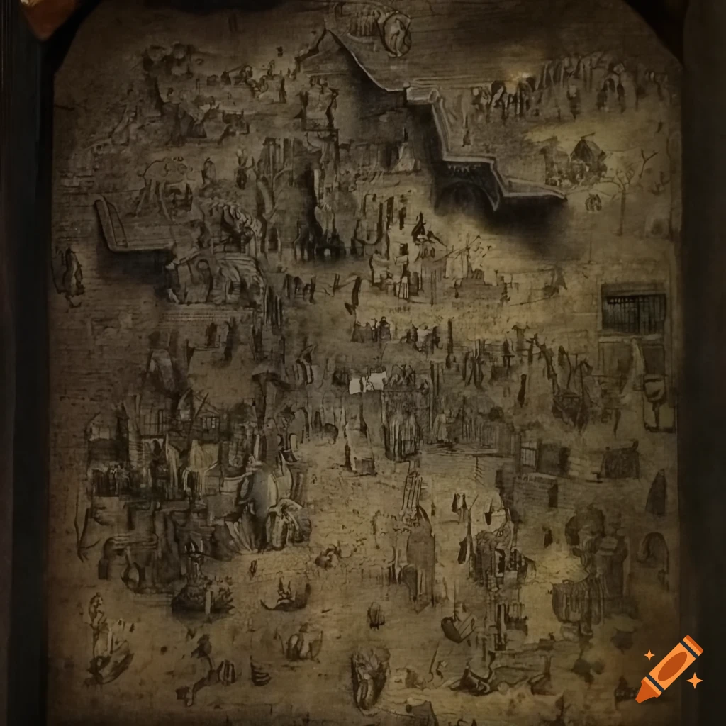 Hyperrealistic 2d map of a dungeon crypt on Craiyon