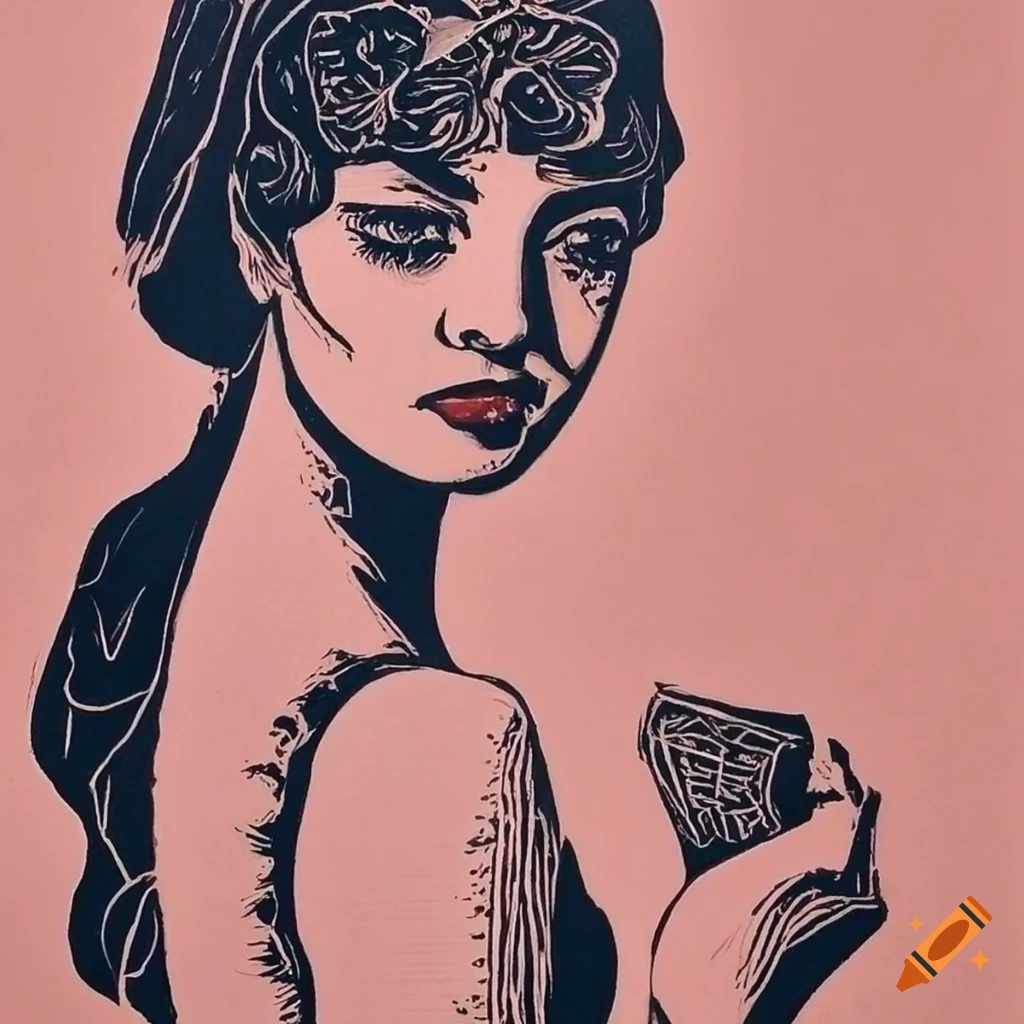 Linocut women in various poses