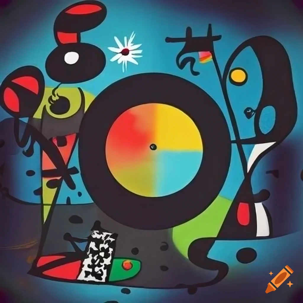 Japanese abstract vinyl music record inspired by Banksy and Joan Miro