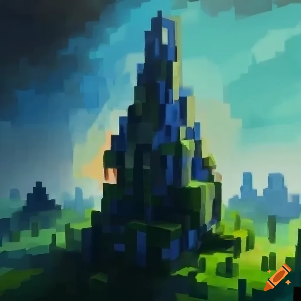 Middle-earth and minecraft crossover artwork