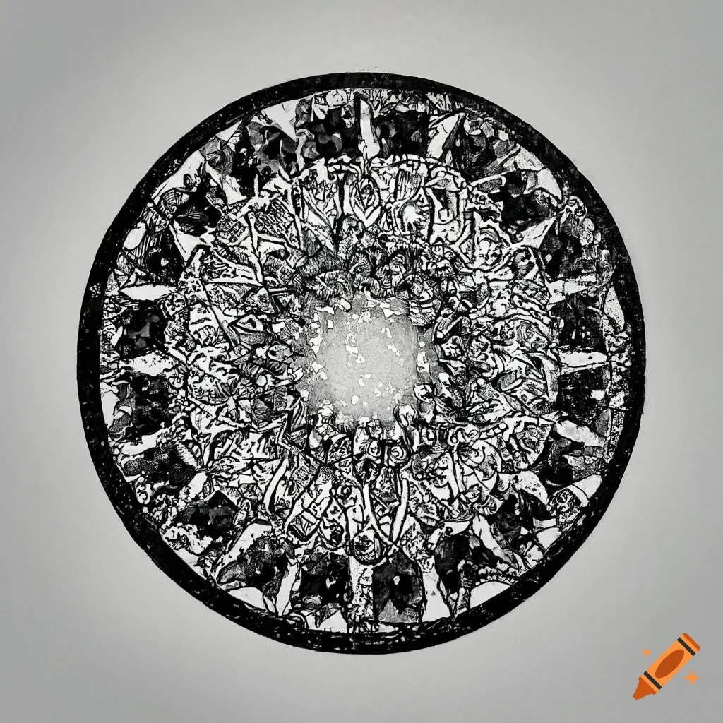 Black and white mandala inspired by amethyst geode on Craiyon