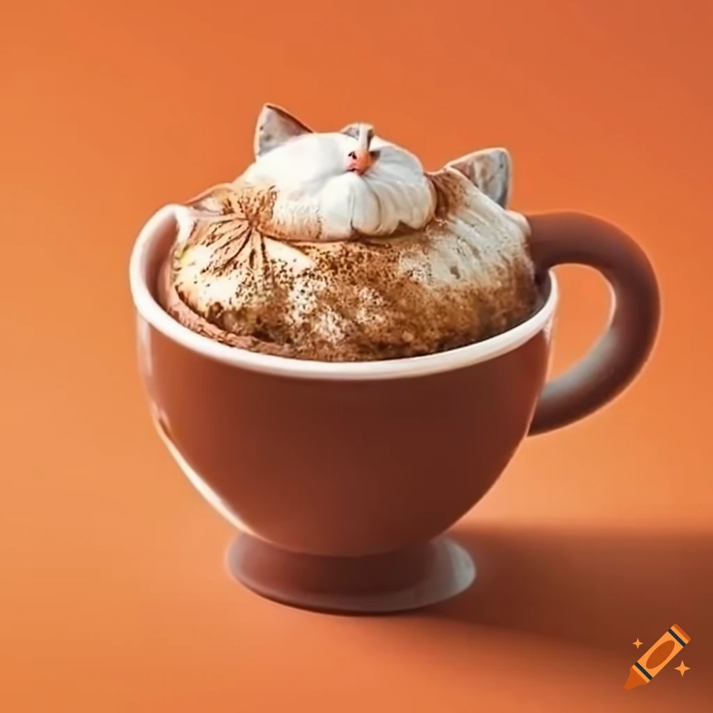 Cat with a pumpkin spice latte on Craiyon