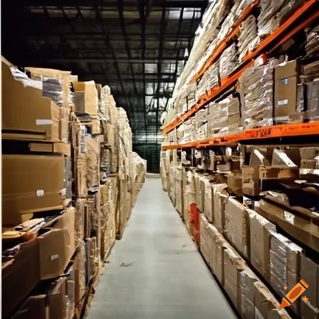warehouse with pallets of wrapped merchandise ready for shipment