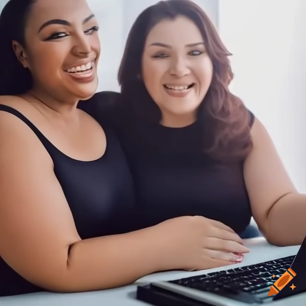 image of two women sharing a t-shirt and sitting at a desk