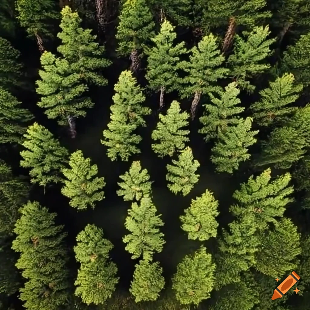 high angle shot of a conifer tree