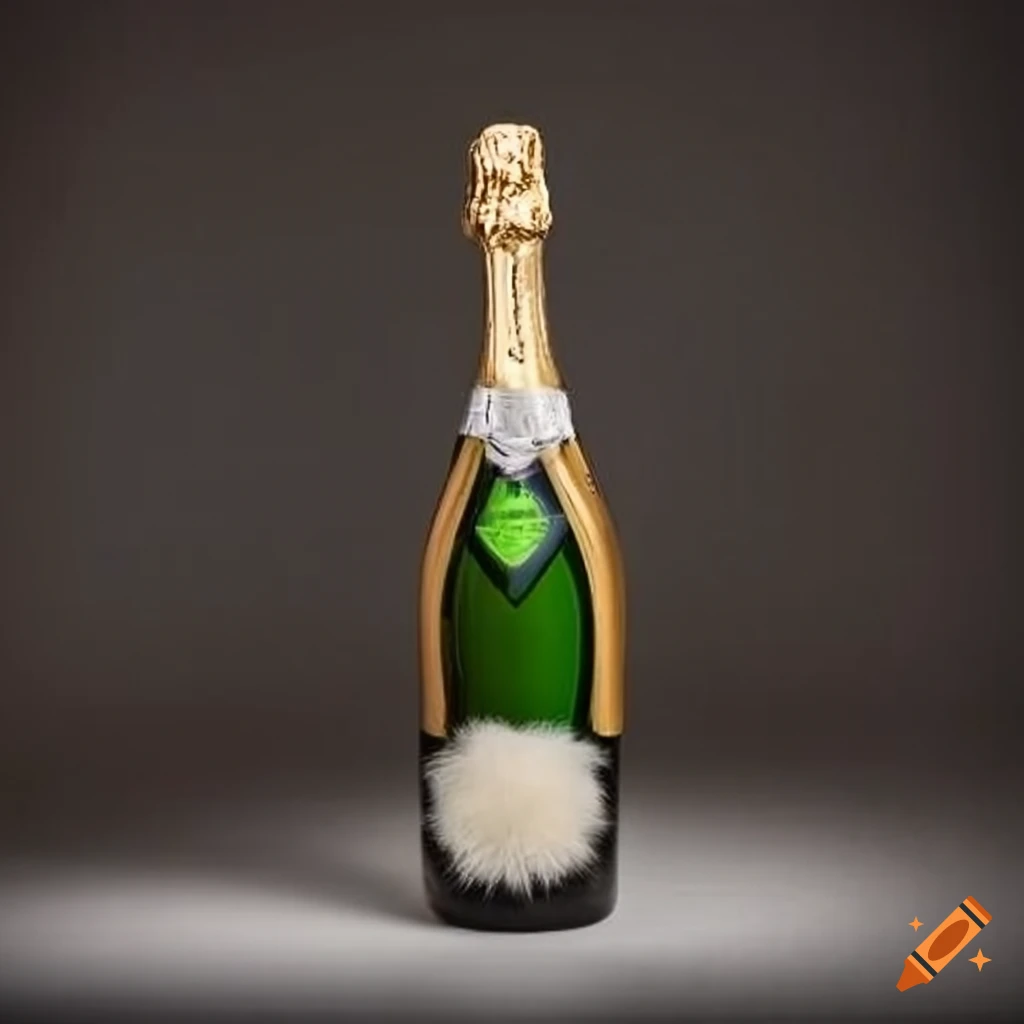 luxury champagne bottle covered in fur