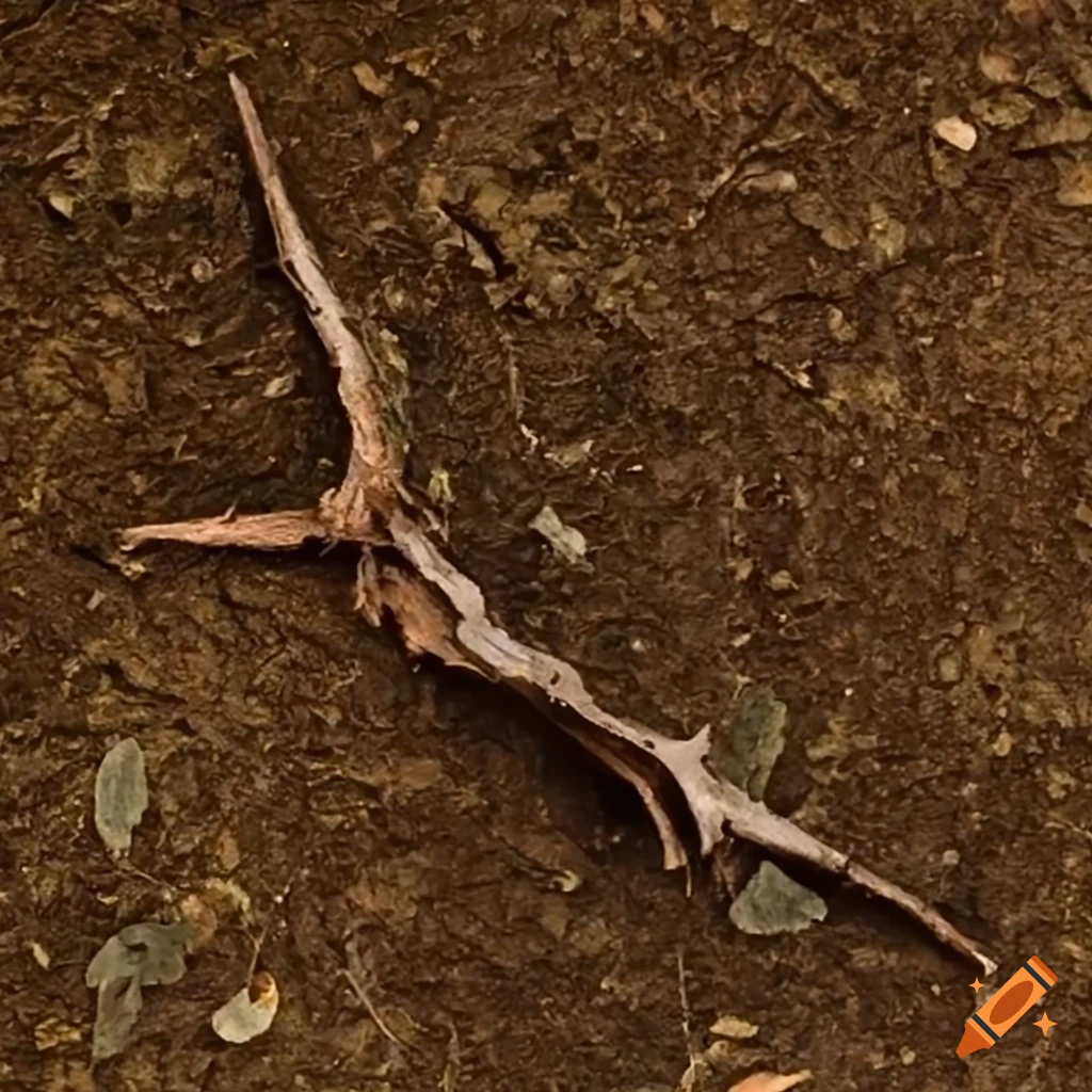 close-up of a broken tree branch on the ground