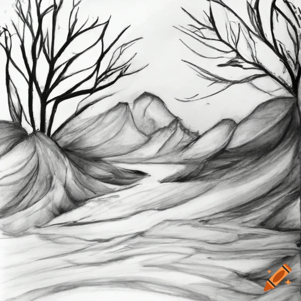 Premium Photo | Digital drawing of valentine's day nature background with  orange trees painting on paper style