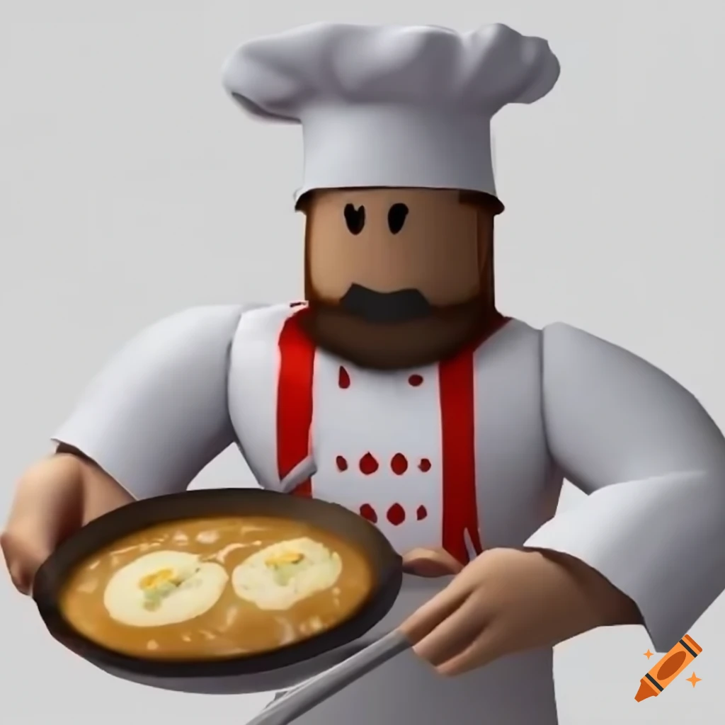 Render of a chef in roblox serving food on Craiyon