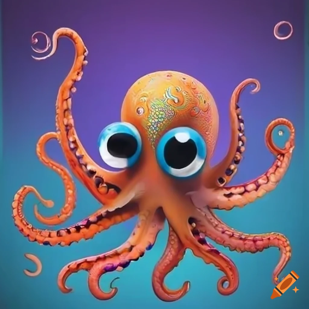 Colorful octopus with googly eyes