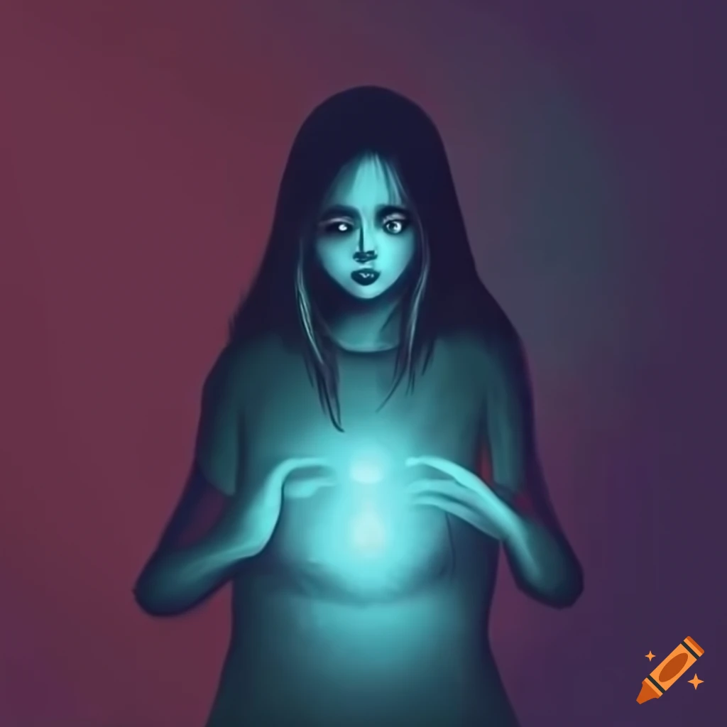 Art of a mysterious girl holding a glowing stone