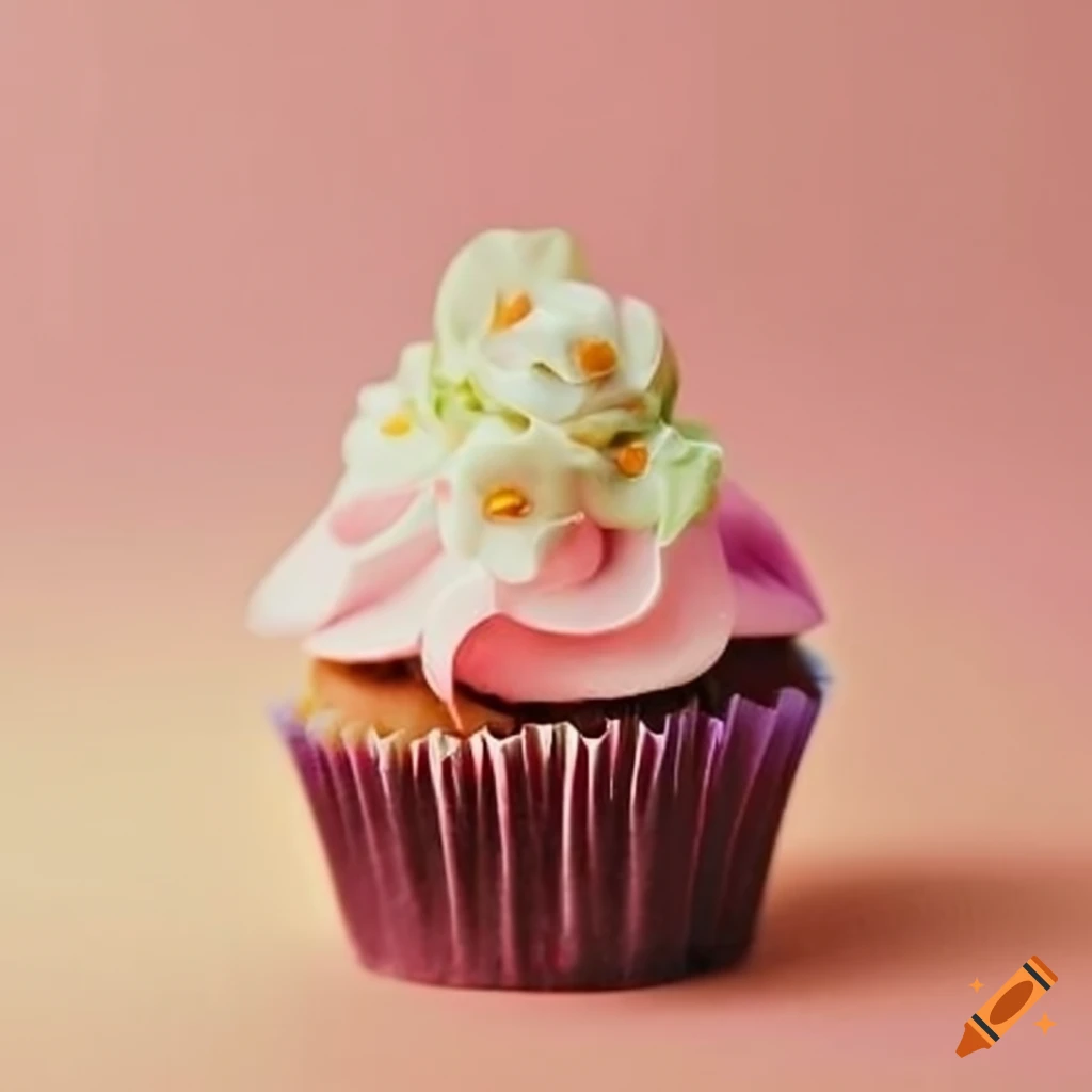 cupcake with floral decorations