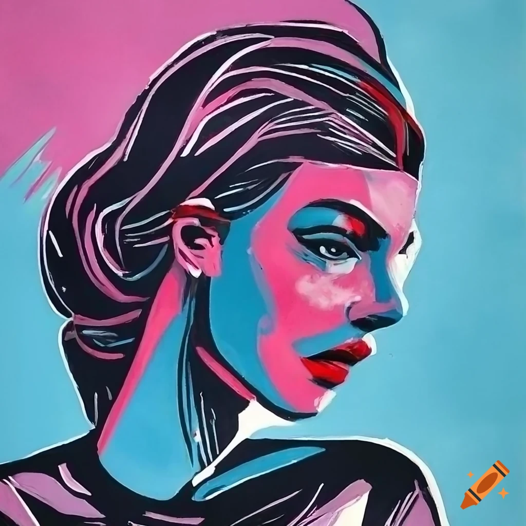 Neo-pop artwork of women with vibrant colors and detailed figures on ...