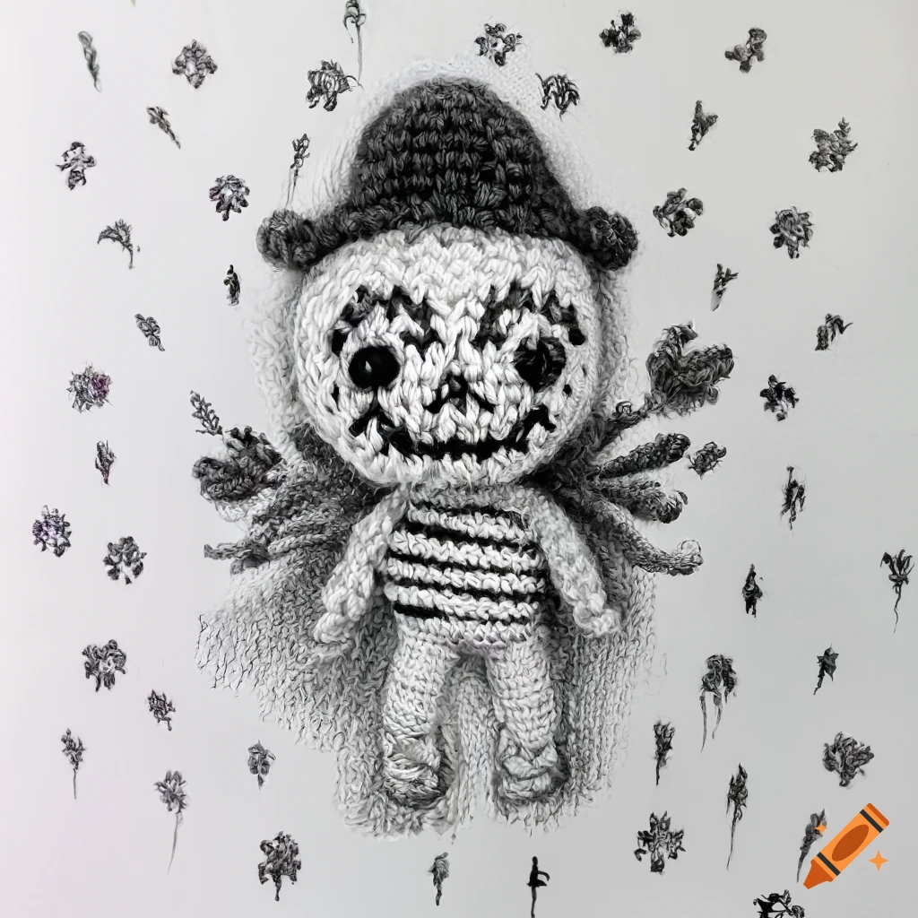 adorable Halloween Ghost Rider amigurumi in meadow