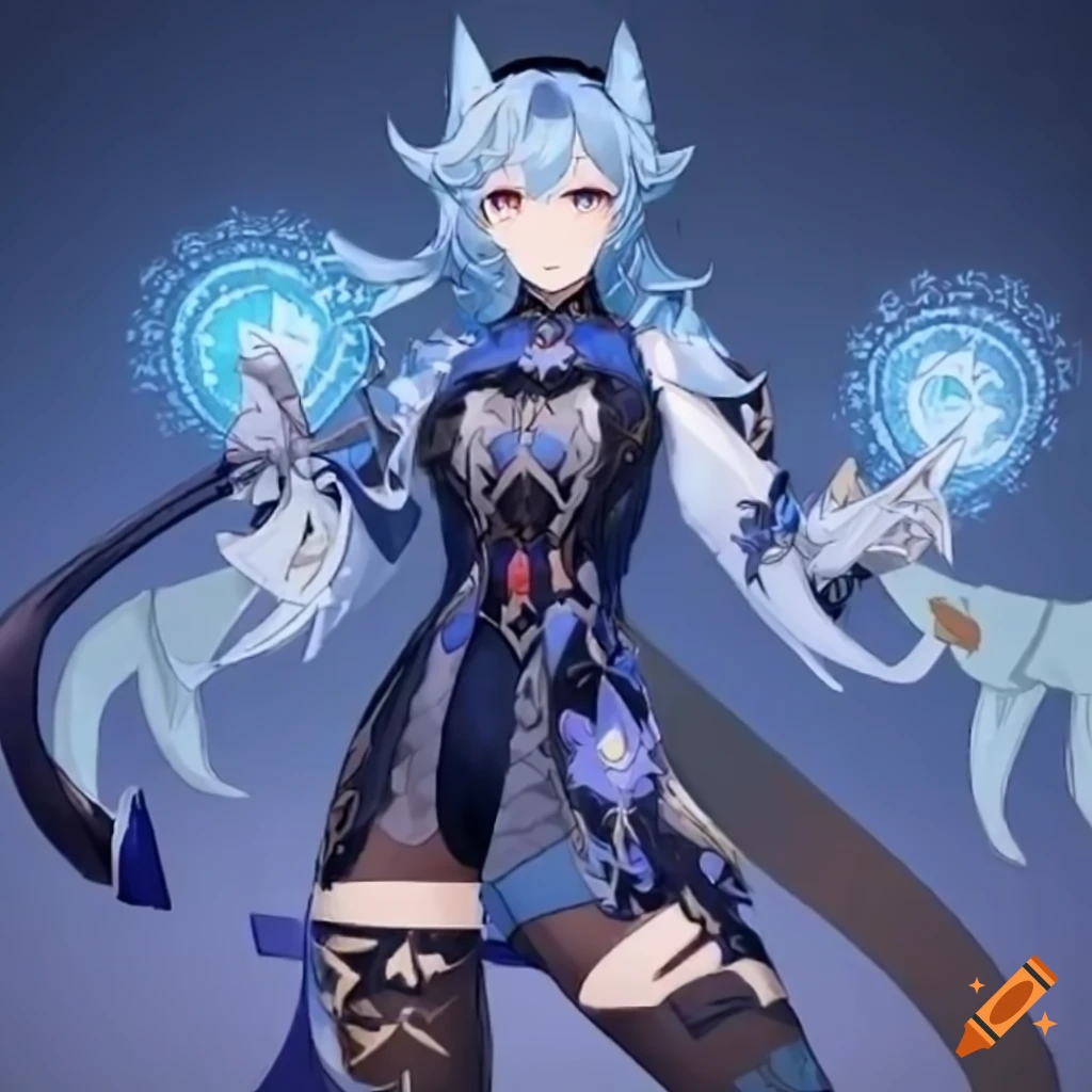 Eula from genshin impact catgirl artwork on Craiyon