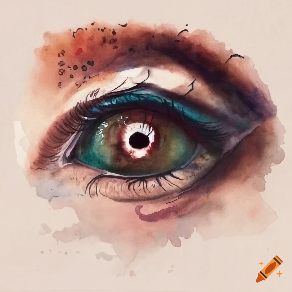 detailed watercolor painting of clouded eyes