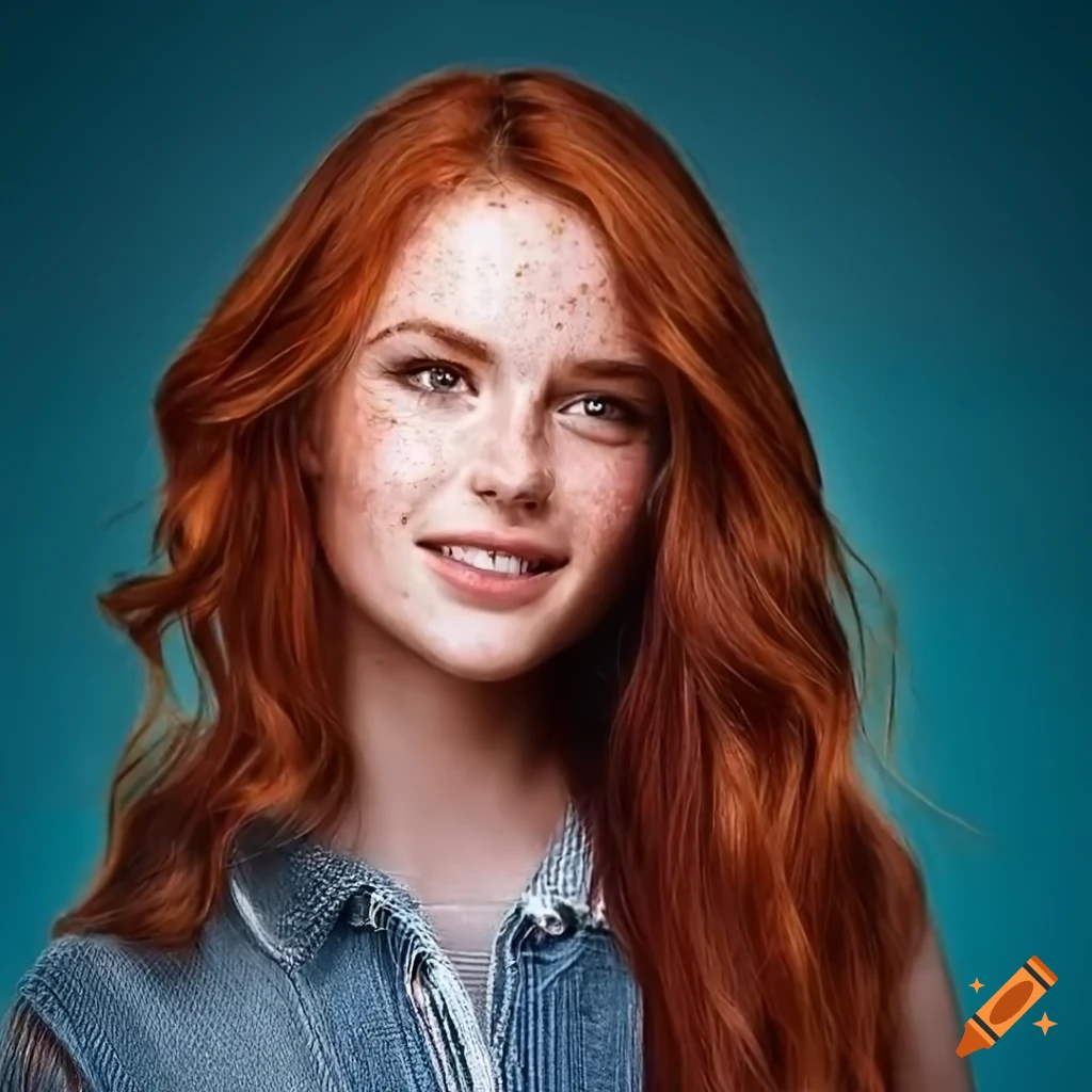 Portrait of a beautiful woman with freckles and red hair on Craiyon