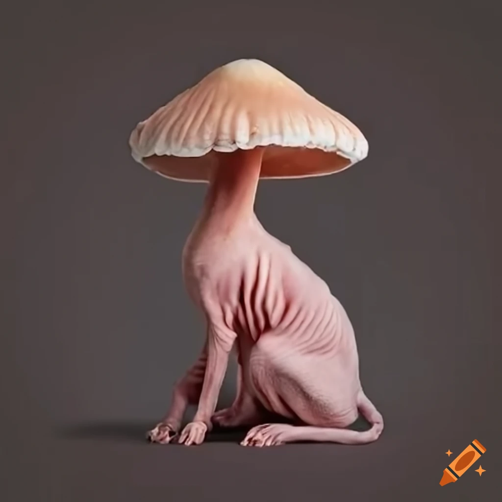 Sphynx cat picking mushrooms on Craiyon