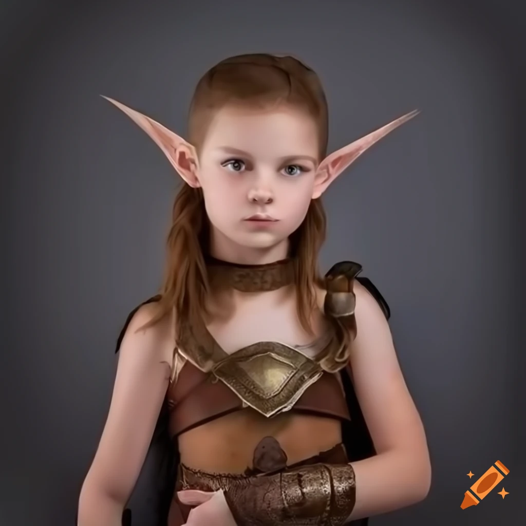 artwork of a young elf girl in fantasy gladiator attire