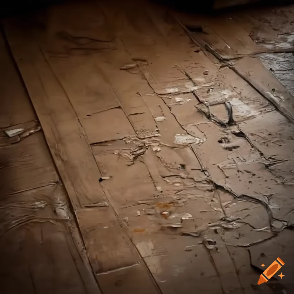 close-up of worn-out workshop floor
