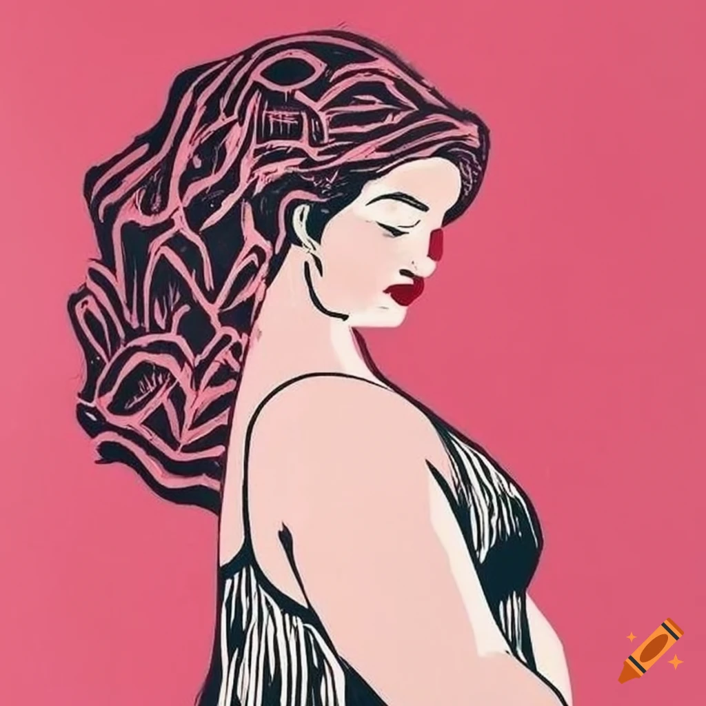 bold lino print illustration of a confident woman