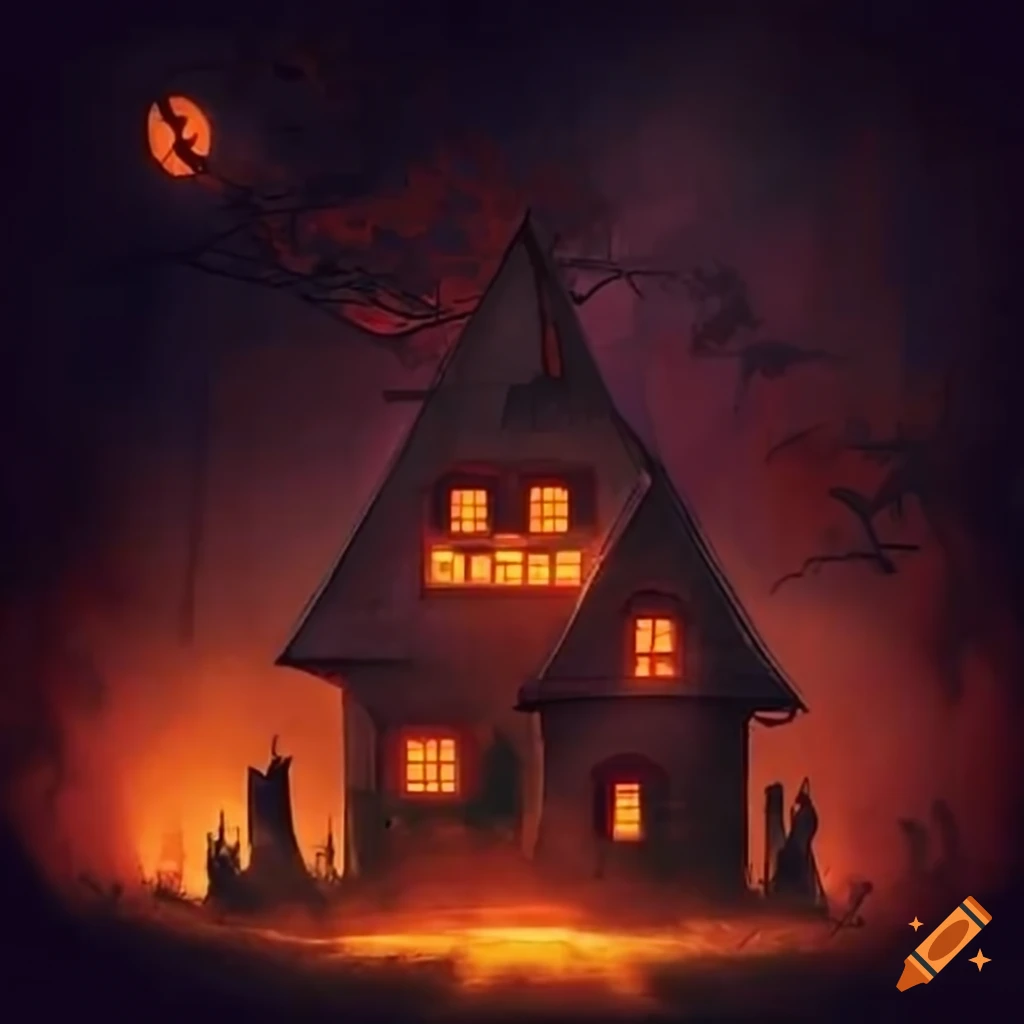 Haunted House On Halloween Night On Craiyon