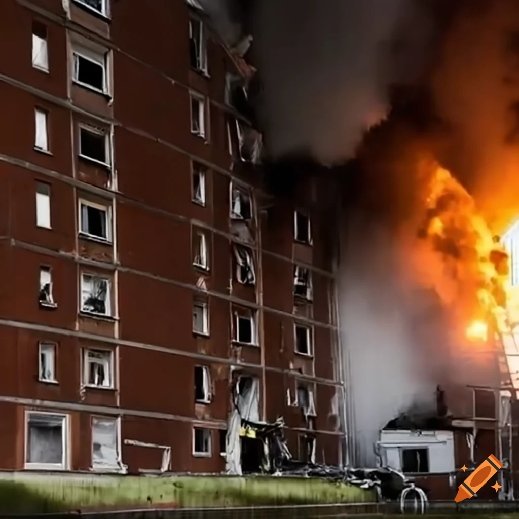 image of an apartment building damaged by an explosion