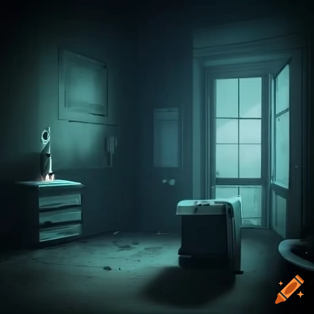 Image of a dark surveillance room with overflowing trash can on Craiyon