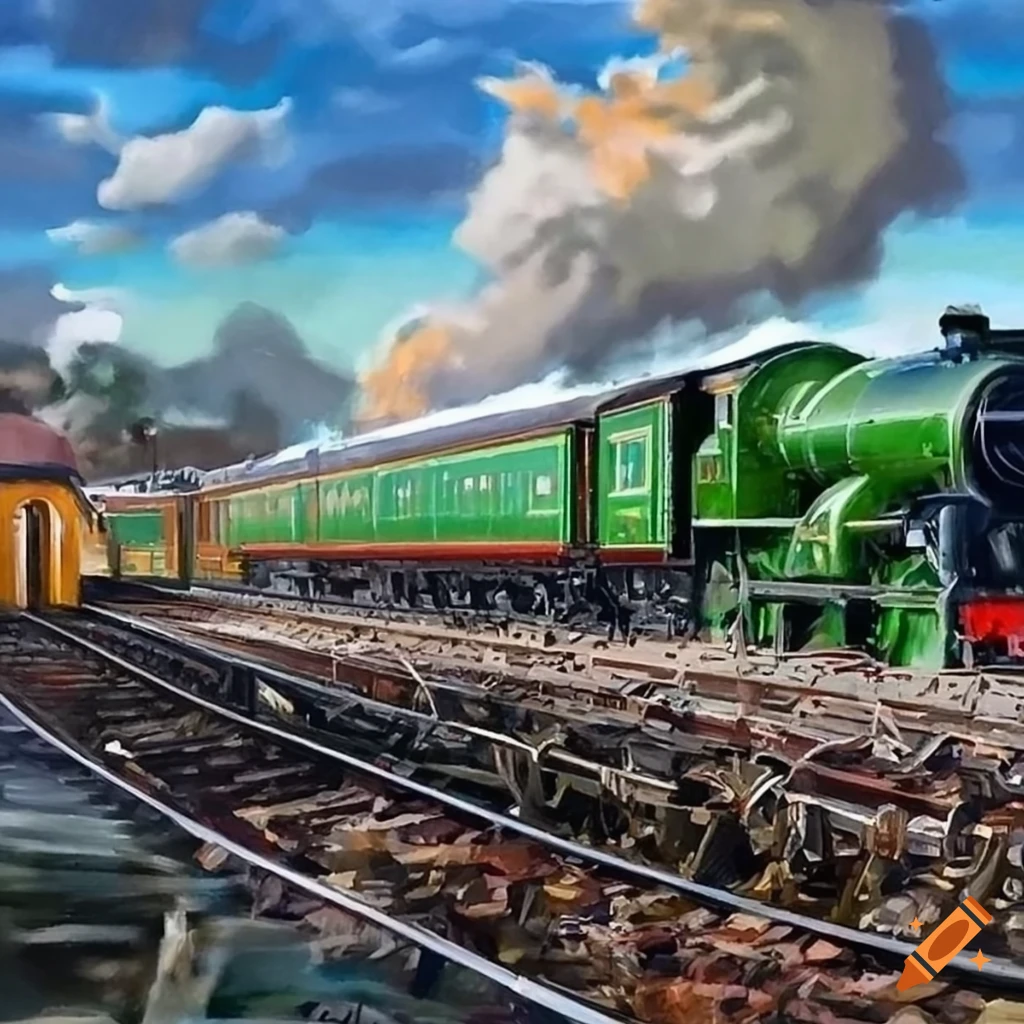 Painting of rishi sunak demolishing a railway with a wrecking ball on ...