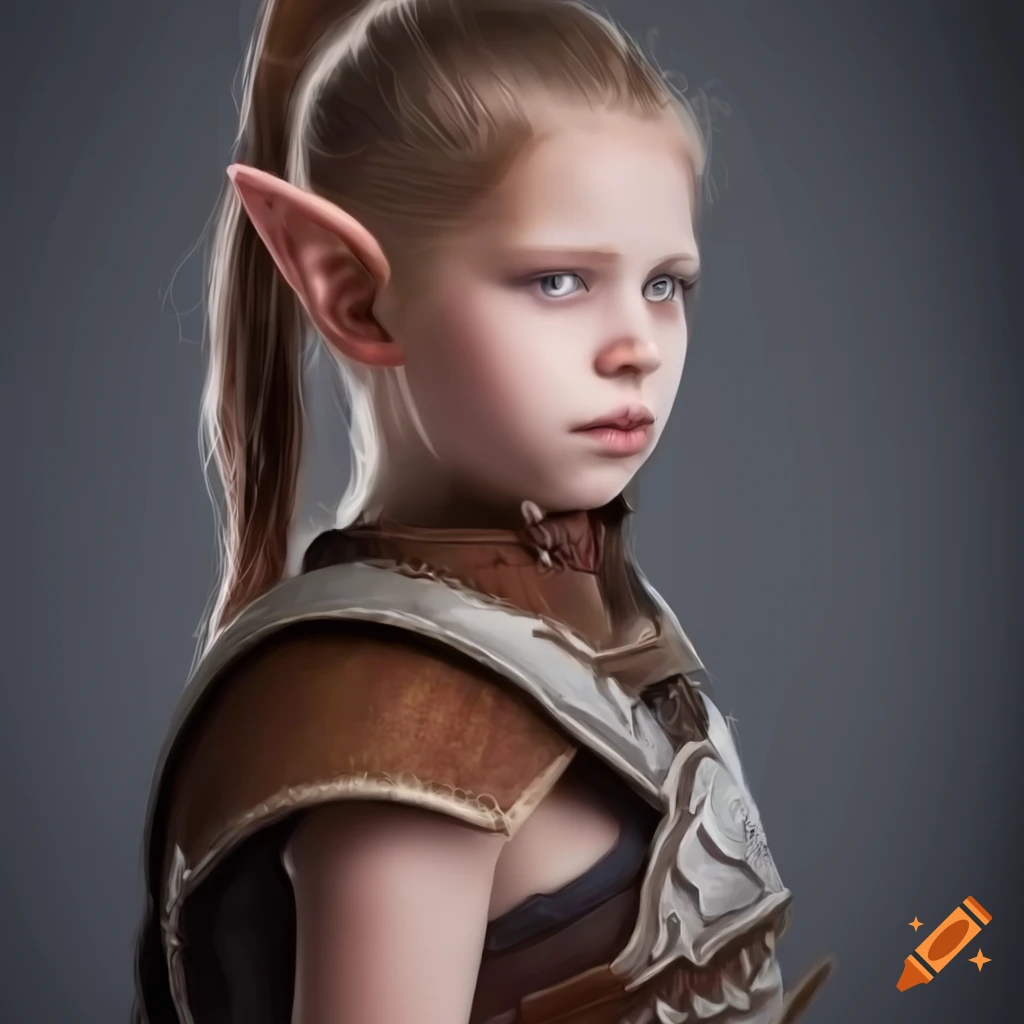 side view of a young elf gladiator in open armor