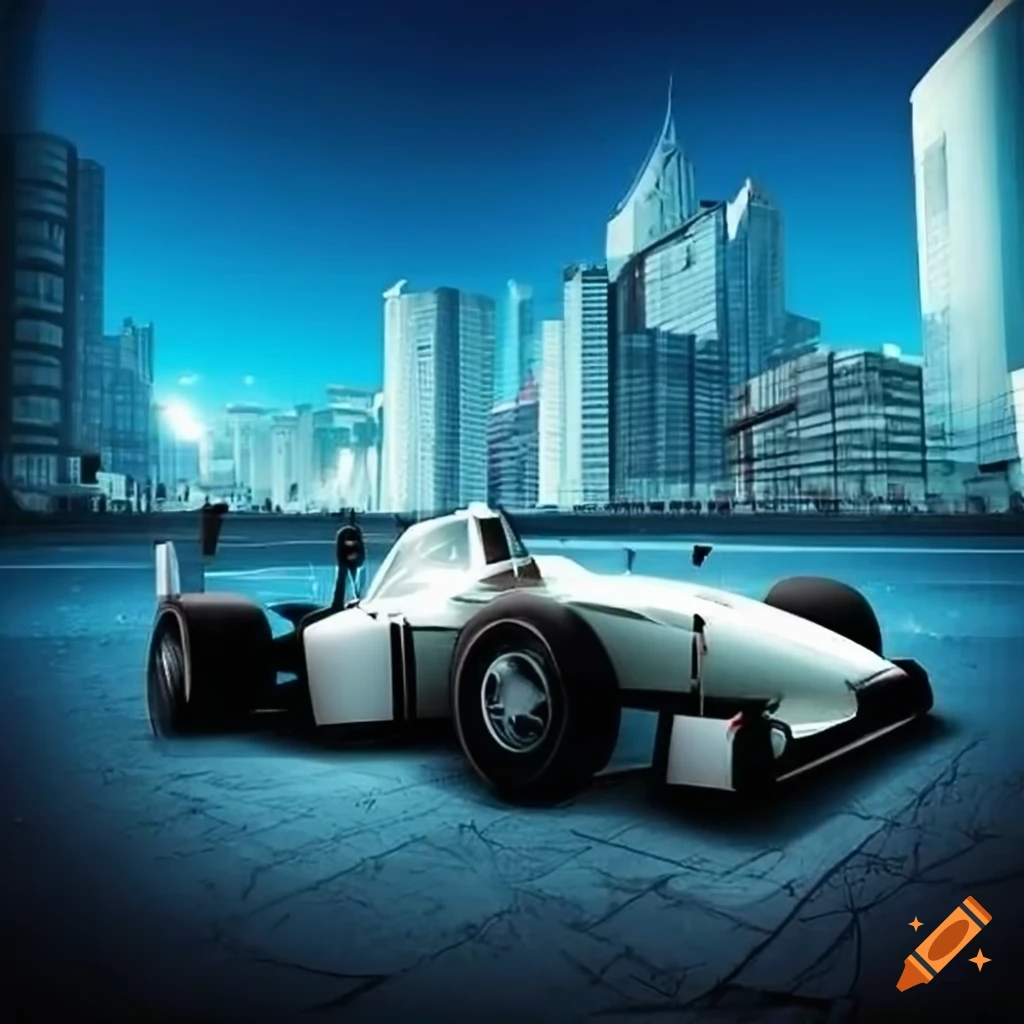urban scene with a race car