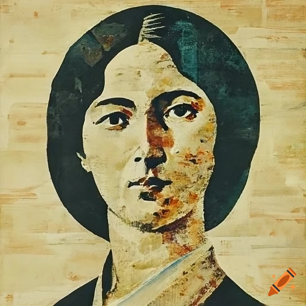 collage style portrait of a young woman