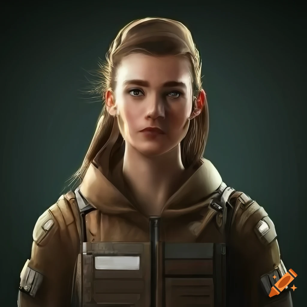 Photo realistic portrait of a spaceship engineer