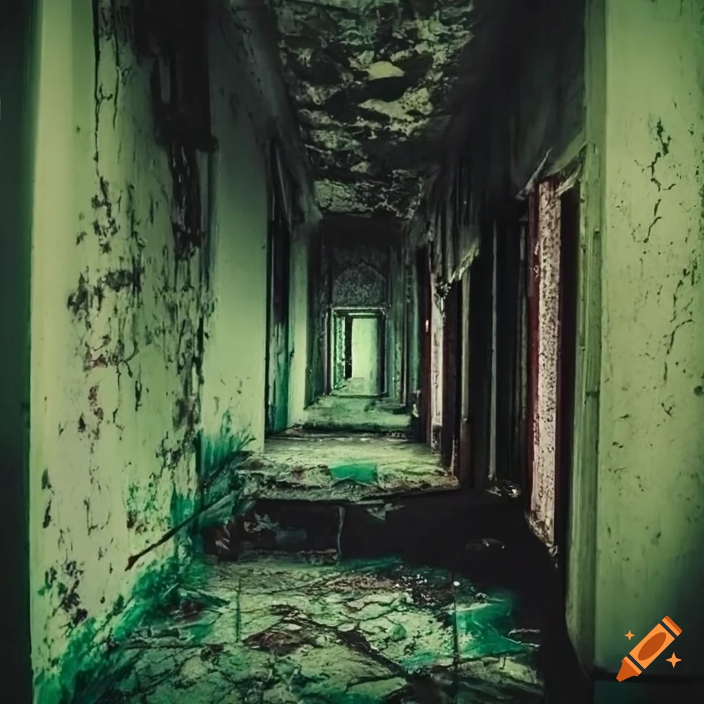 picture of a decaying hotel hallway