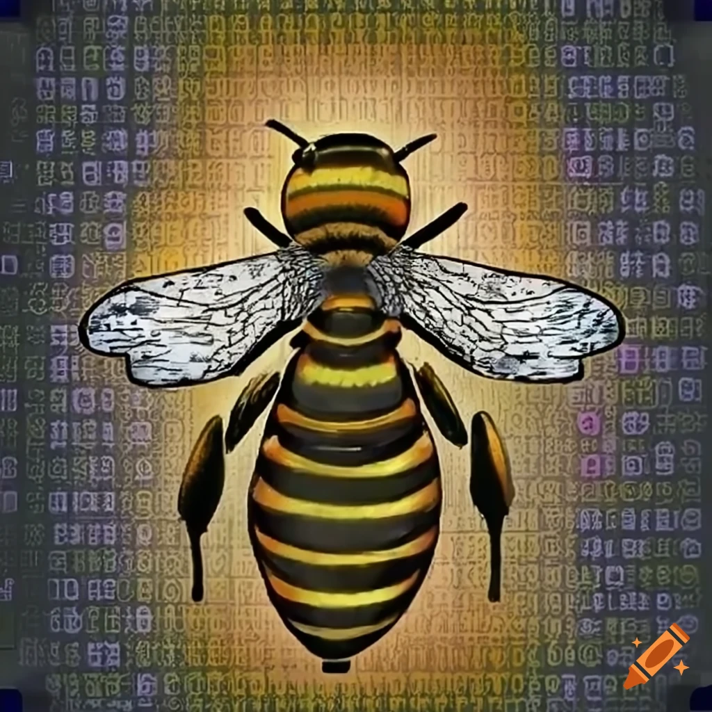 Geeky honey bee with binary code background on Craiyon