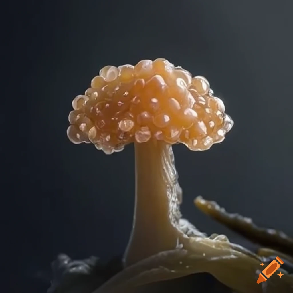 gourmet mushroom made of caviar on seaweed