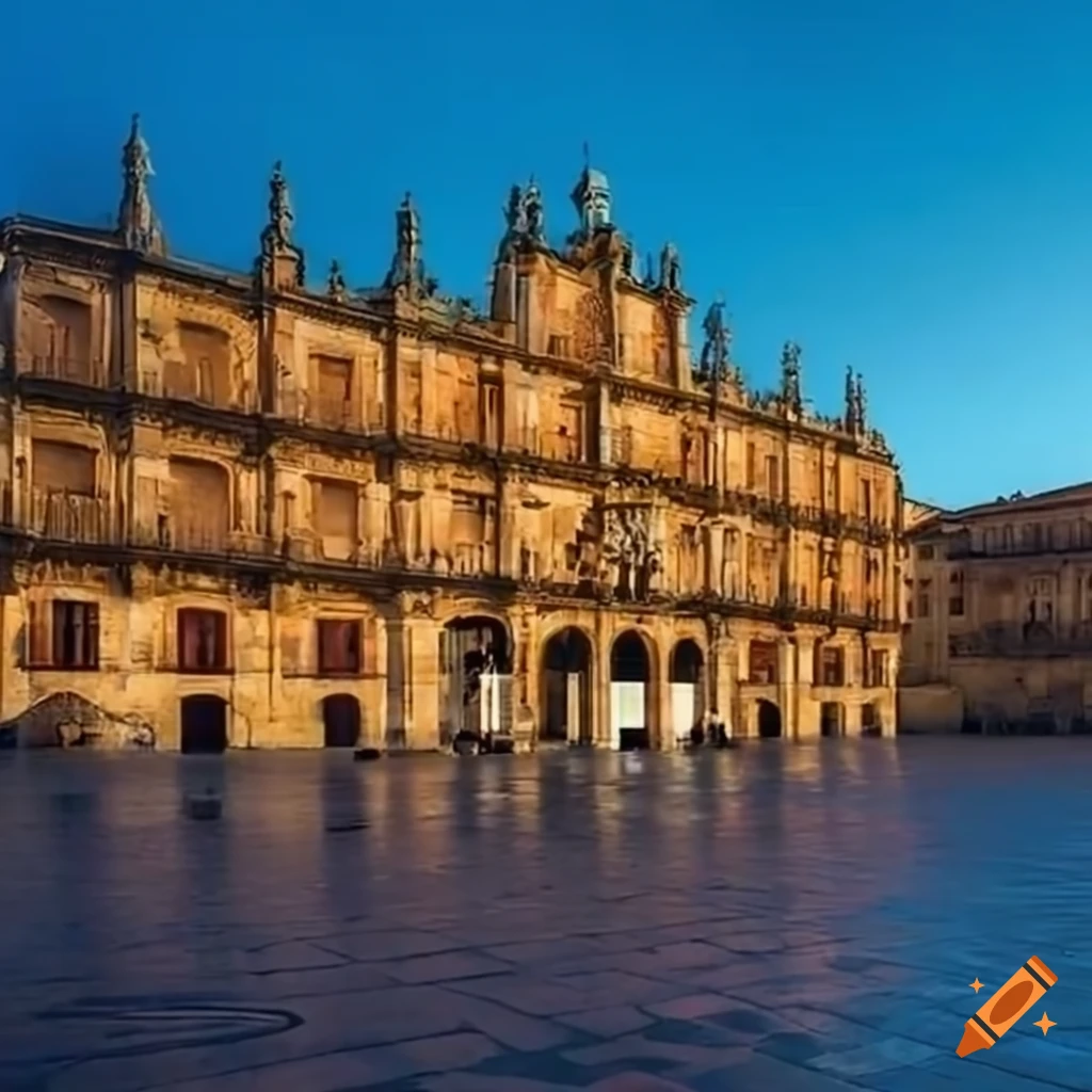 Sandstone plaza mayor in salamanca